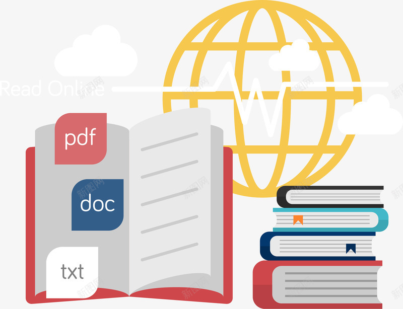 电子书籍png免抠素材_新图网 https://ixintu.com 互联网 电子书 电子教育 电子课程 矢量素材