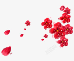 红色水墨梅花花瓣素材