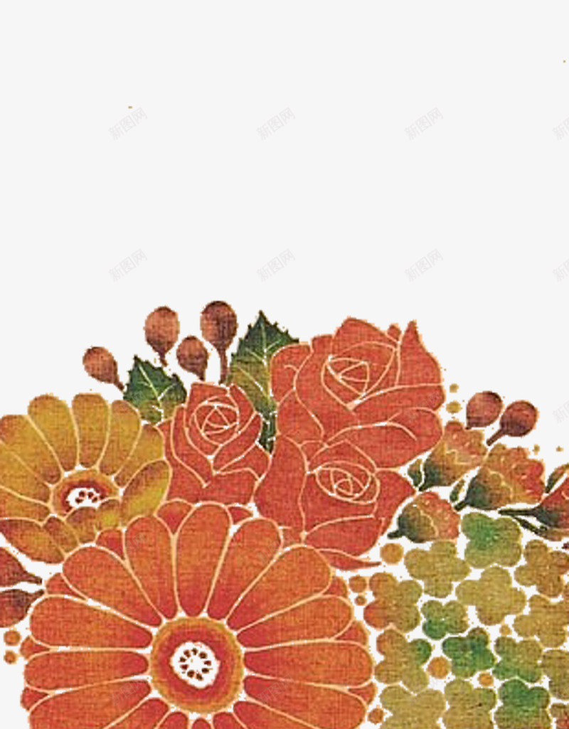 日本图案手绘花卉png免抠素材_新图网 https://ixintu.com 手绘 日本图案 水彩 花卉