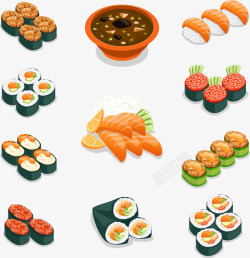 日本寿司和酱料搭配素材