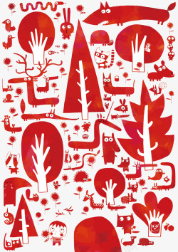 红色抽象森林矢量图素材