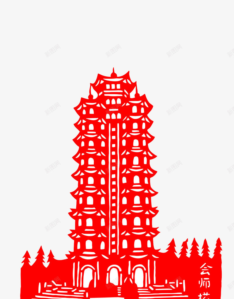 com 会师塔 创意 卡通 商务 手绘 旅游插画 红色旅游景点