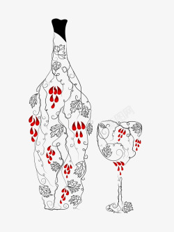 花纹酒杯素材酒瓶矢量图高清图片