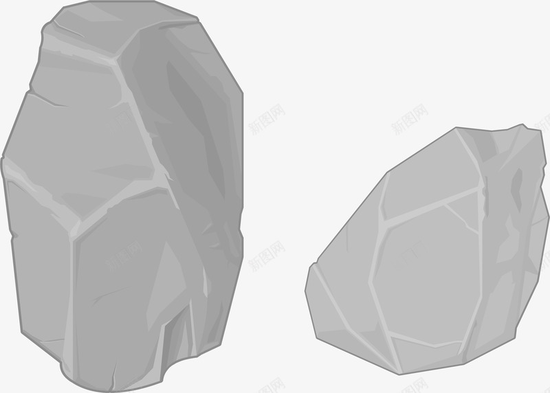 两上灰色大石头png免抠素材_新图网 https://ixintu.com 创意头 图案 手绘图案 石头 石头矢量图