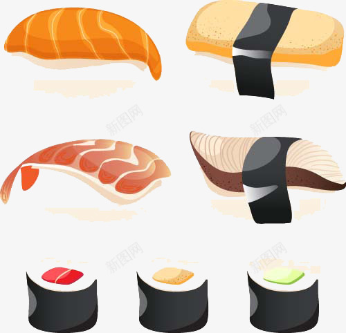 日本寿司插画png免抠素材_新图网 https://ixintu.com 日本料理 美食海报 食物插画