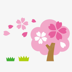 卡通粉色树叶的小树素材