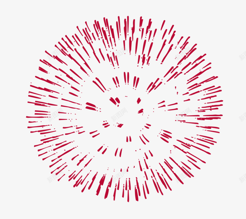 手绘红色烟花png免抠素材_新图网 https://ixintu.com 放射状 烟花 红色 美丽