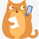 创意打电话信息卡创意黄色的小猫打电话高清图片