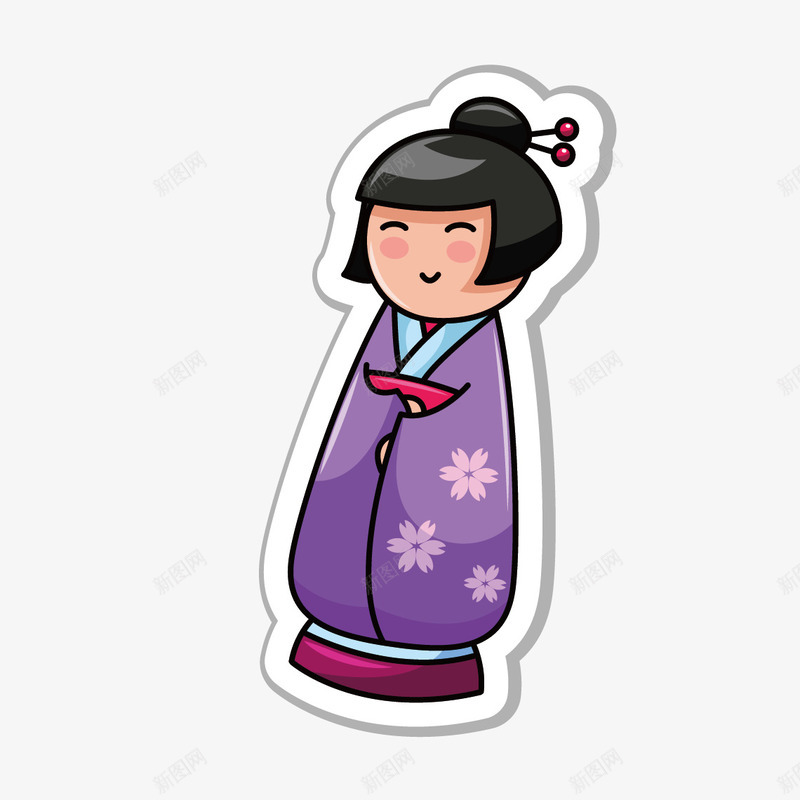 日本和服png免抠素材_新图网 https://ixintu.com 卡通 和服 和风花纹 日本 花纹