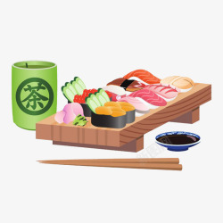 日本寿司与茶文化素材