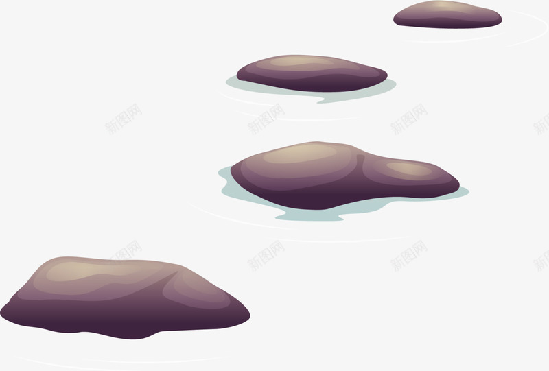 手绘紫色石头png免抠素材_新图网 https://ixintu.com 创意 手绘石头 水彩 简约石头 紫色石头 蓝色水面