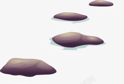 水彩水面手绘紫色石头高清图片