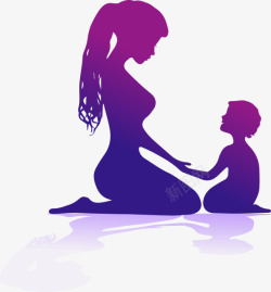 紫色唯美人影母子教育宣传素材