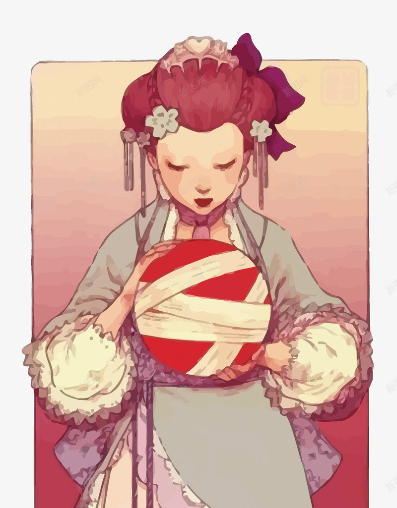 日本少女png免抠素材_新图网 https://ixintu.com 卡通 和服 少女 手绘 手鞠球 日本 水彩 艺妓
