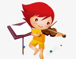 红色提琴拉小提起的小孩高清图片