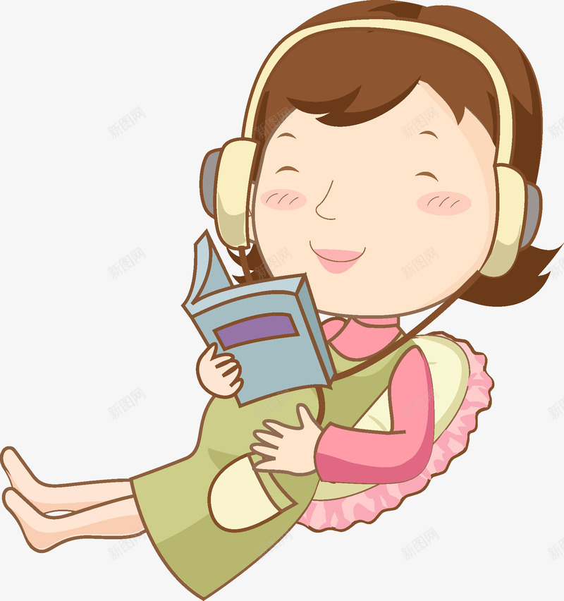 躺着听音乐的女人png免抠素材_新图网 https://ixintu.com 卡通 女人 看书 耳机 胎教 腰看书 躺平卡通 躺着的 靠枕 高兴地