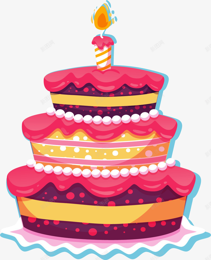 粉红可爱生日蛋糕矢量图ai免抠素材_新图网 https://ixintu.com 庆祝生日 生日蛋糕 矢量png 粉红色 粉红蛋糕 蛋糕 矢量图