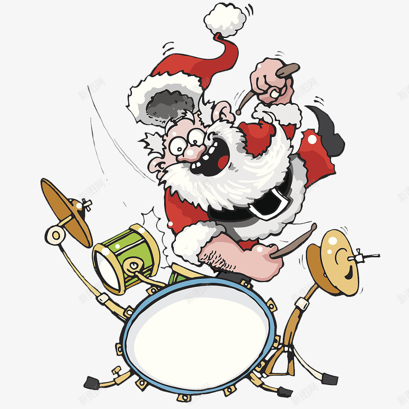 卡通插图圣诞老人打鼓png免抠素材_新图网 https://ixintu.com 卡通插图 圣诞插图 圣诞老人 打鼓 架子鼓 架子鼓矢量图 音乐表演 高兴