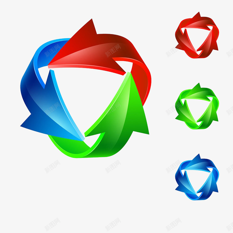 彩色再循环标识图标png_新图网 https://ixintu.com 三角 再循环 回收 循环 抽象图案 环保 立体空间 象征