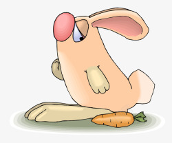 粉色兔子斜眼看胡萝卜素材