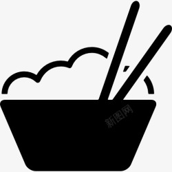 日本碗素材一碗饭和筷子图标高清图片