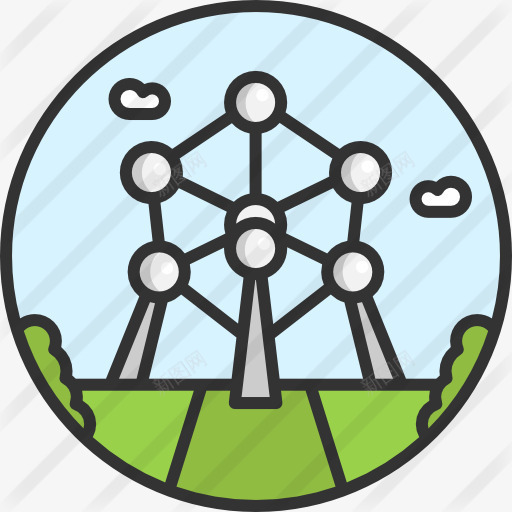 Atomium图标png_新图网 https://ixintu.com 原子塔 地标 布鲁塞尔 建筑 欧洲 比利时 纪念碑