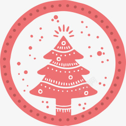 粉红圣诞树标签矢量图素材