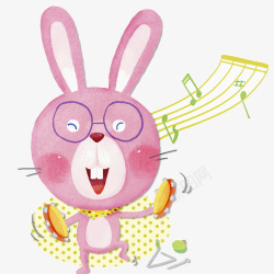 平面兔子粉色兔子动物插画高清图片