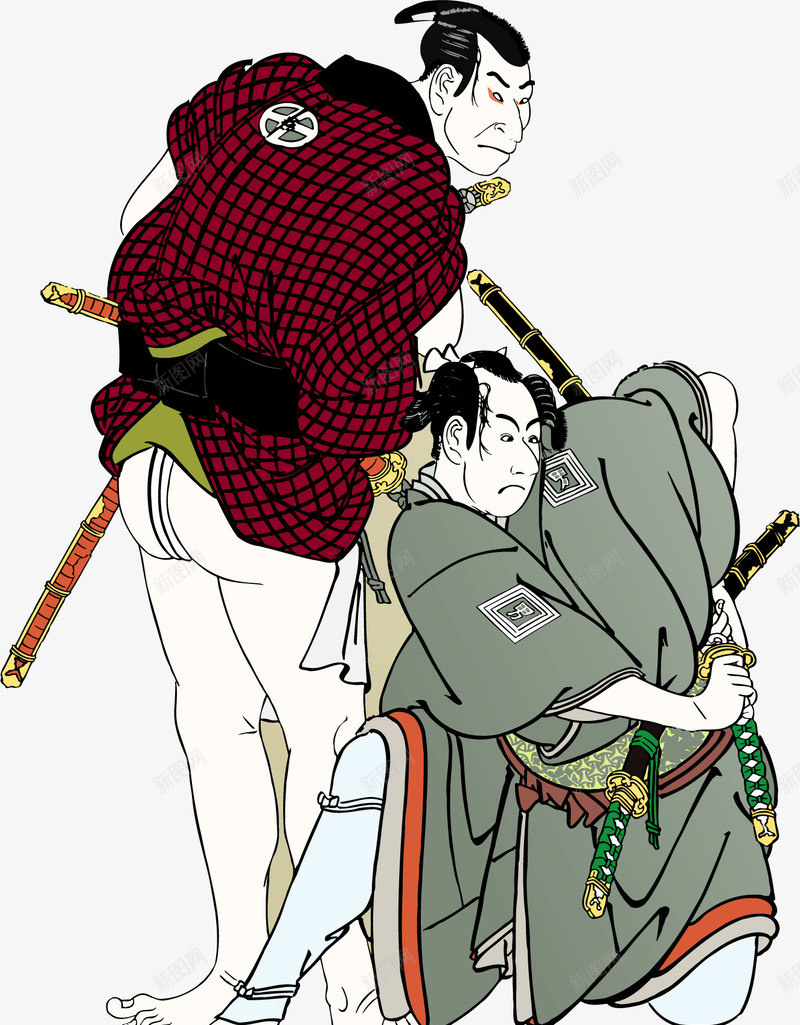 手绘日本武士png免抠素材_新图网 https://ixintu.com 手绘 日本武士 武术