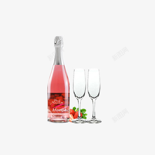 草莓酒与酒杯png免抠素材_新图网 https://ixintu.com 产品实物 包装 外国酒饮 果酒 玻璃瓶 粉红色 草莓 草莓酒 酒杯
