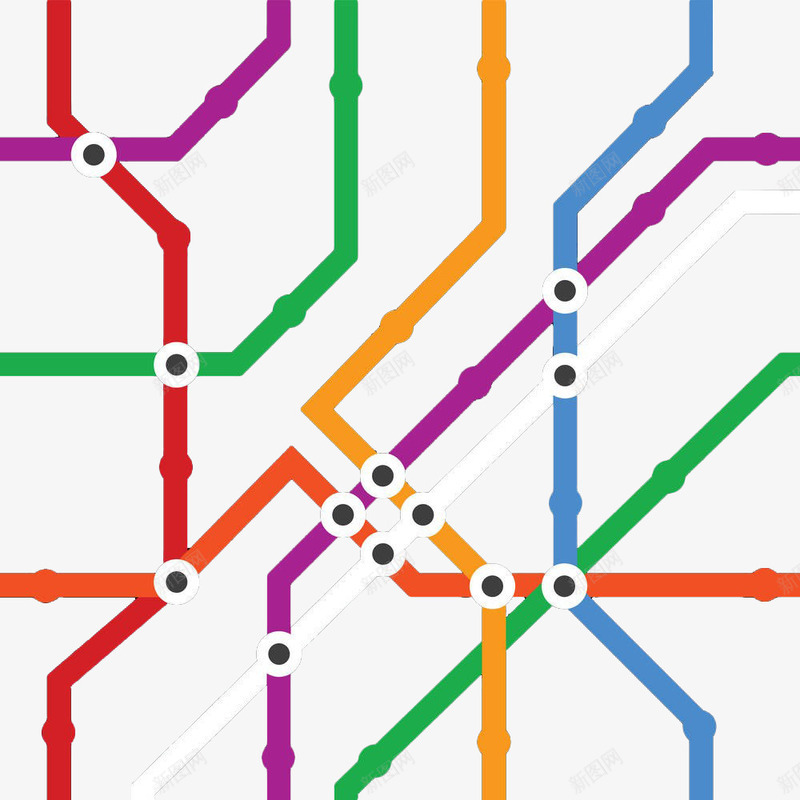 彩色地铁线路网png免抠素材_新图网 https://ixintu.com 地铁 彩色 线条 线路网 网 网状线