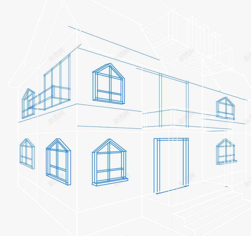 抽象建筑png免抠素材_新图网 https://ixintu.com 图纸 建筑 抽象 线条