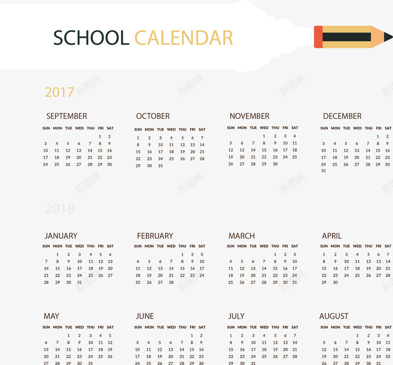 铅笔火箭校历矢量图ai免抠素材_新图网 https://ixintu.com 开学校历 教育校历 校历 矢量png 矢量图 铅笔 铅笔火箭