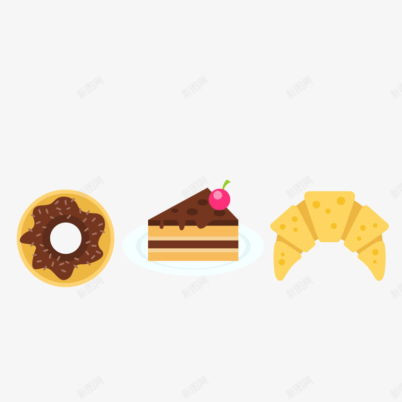 甜品组合png免抠素材_新图网 https://ixintu.com 扁平欧洲早餐 扁平甜品 扁平蛋糕