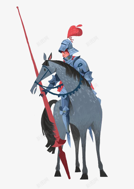 骑士png免抠素材_新图网 https://ixintu.com 士兵 战矛 手绘骑士 欧洲骑士 盔甲 钢盔 骑马