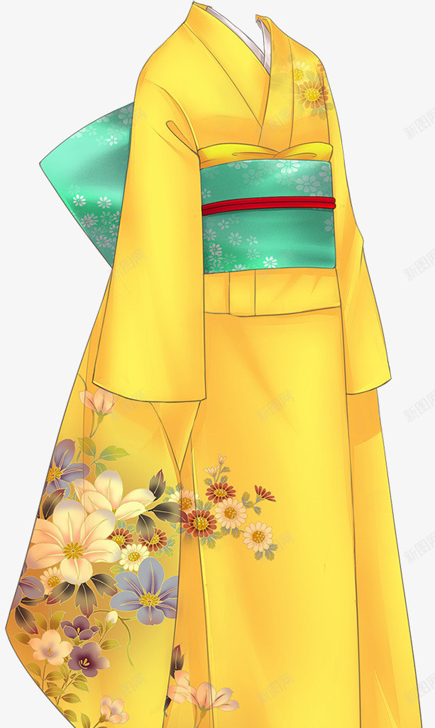 黄色日本服装模板png免抠素材_新图网 https://ixintu.com 日本 服装 模板 黄色