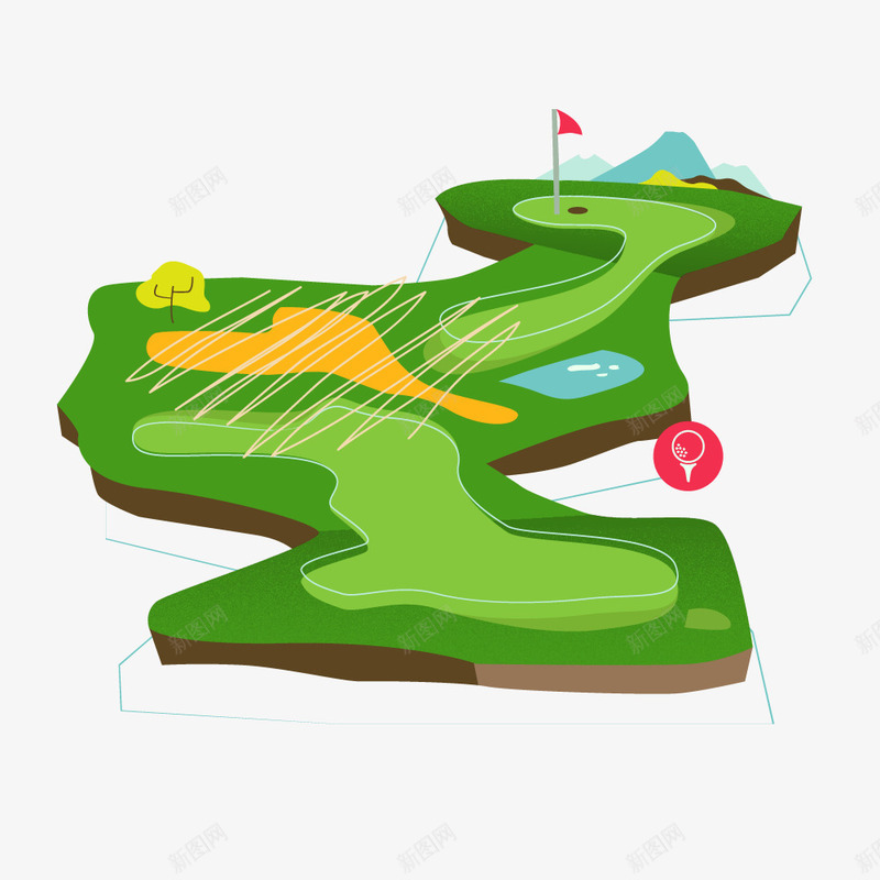 绿色高尔夫球场背景海报图png免抠素材_新图网 https://ixintu.com AI设计 打高尔夫球 抽象 插画设计 绿色背景图 高尔夫球场地图