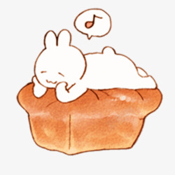 案板上的面包方形面包上的吃货兔子高清图片