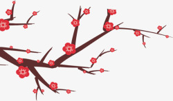 卡通手绘梅花树枝素材