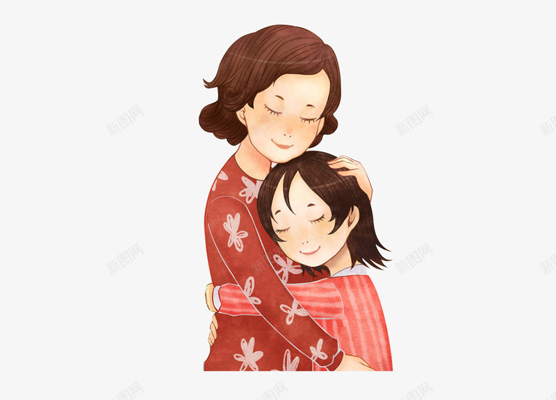 拥抱着的母子png免抠素材_新图网 https://ixintu.com 亲子拥抱 孩子 抽象 母亲 母子 温馨 素雅 红色 花朵