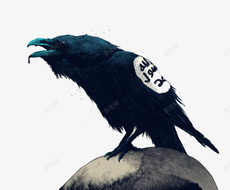 素描石头上的乌鸦png免抠素材_新图网 https://ixintu.com 石头上的乌鸦 素描乌鸦 黑色乌鸦