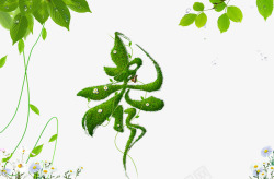 标题栏枝蔓绿叶春之舞绿色背景高清图片