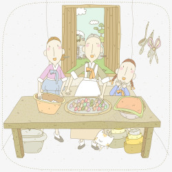 彩色饺子卡通做饭场景高清图片
