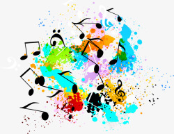 音乐符号彩色涂鸦装饰矢量图素材