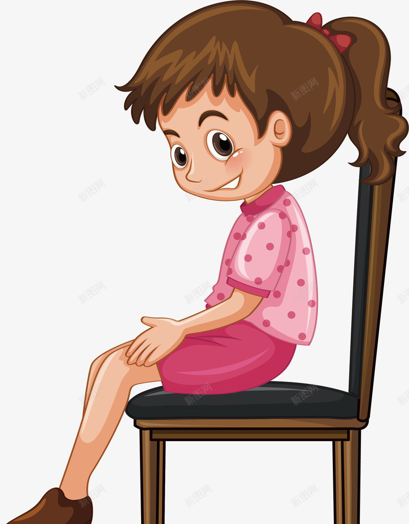 坐在椅子上的女孩矢量图ai免抠素材_新图网 https://ixintu.com 可爱女孩 坐在椅子上 椅子 矢量png 粉红色 粉色衣服 矢量图