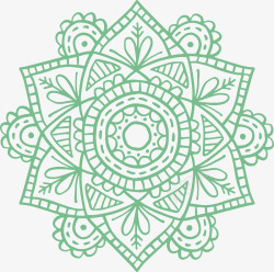 绿色手绘曼陀罗花纹素材