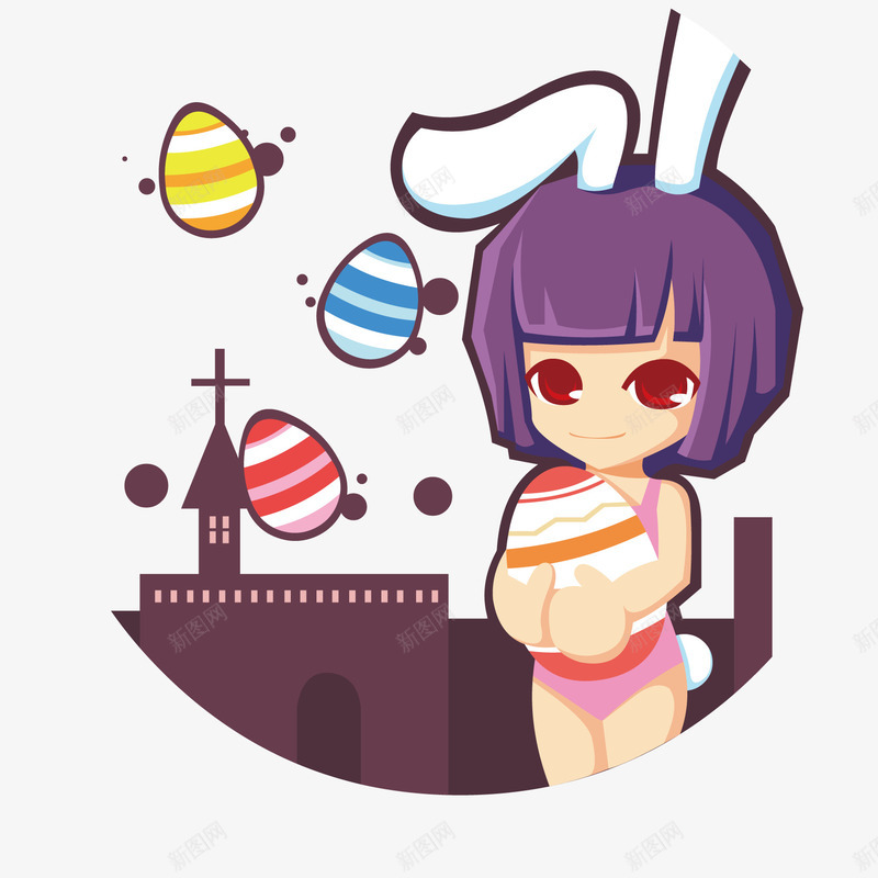 兔女郎和彩绘石头png免抠素材_新图网 https://ixintu.com 兔女郎 兔子装 彩绘 石头