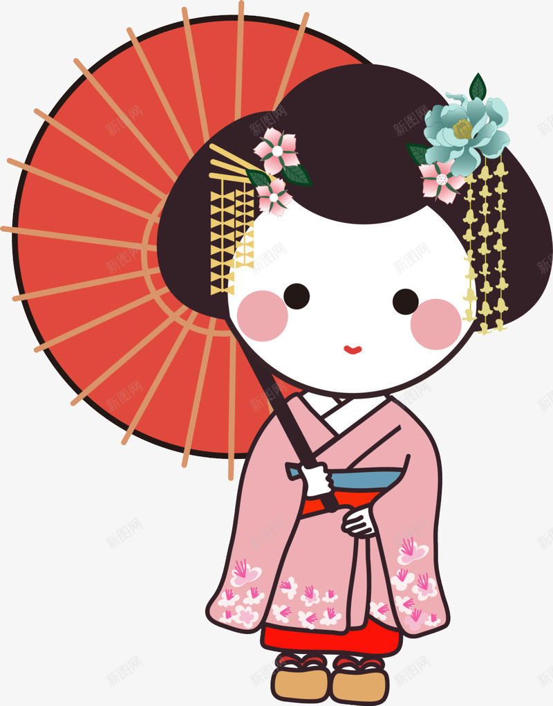 打伞的日本女孩png免抠素材_新图网 https://ixintu.com 伞 卡通 女孩 日本