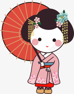 打伞的日本女孩素材