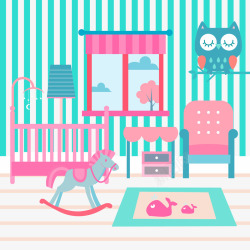 条纹椅子粉红色婴儿的空间高清图片